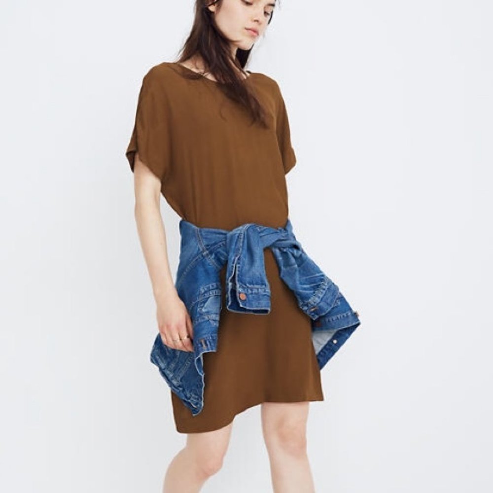 Madewell Downtown Tie-Back Olive Dress